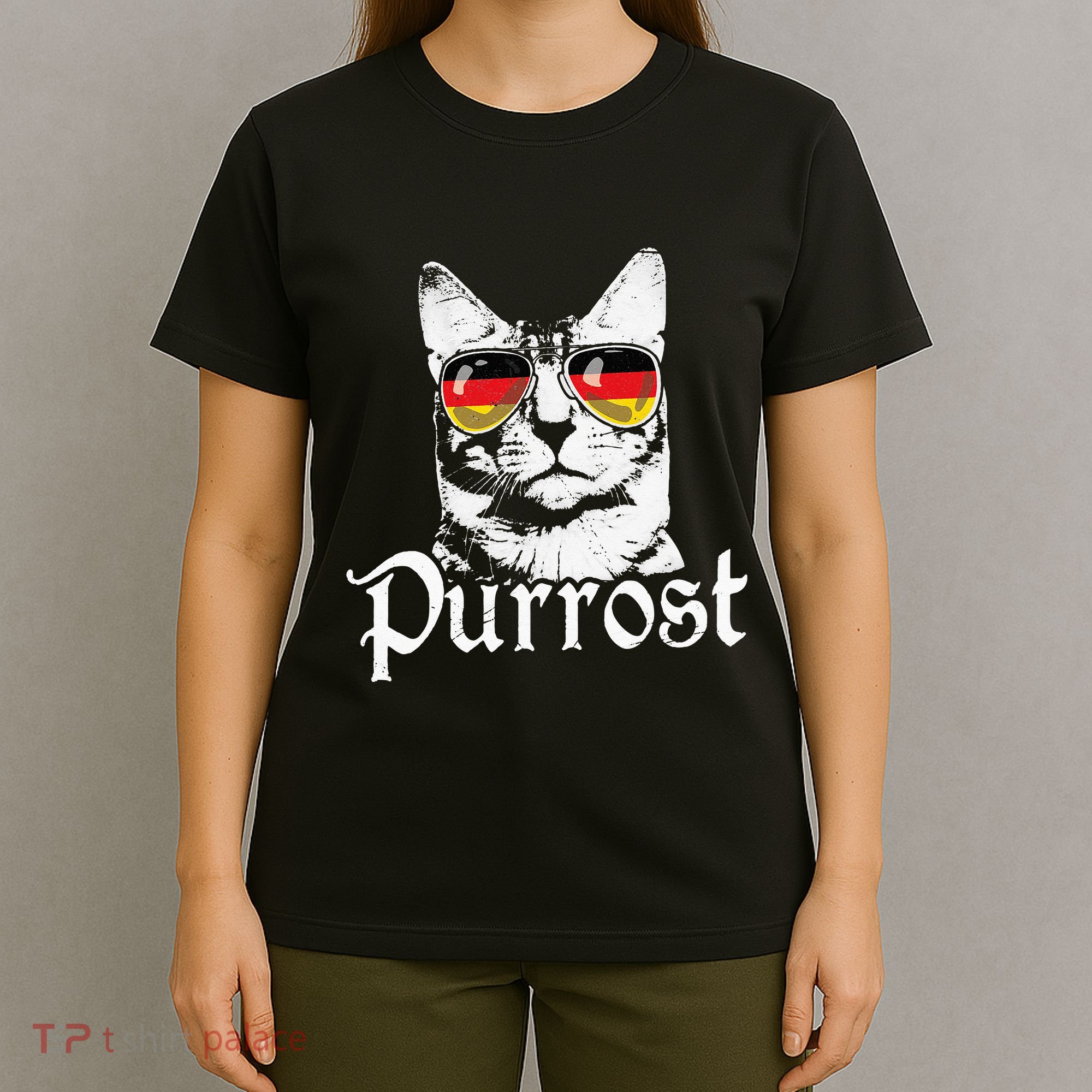 Purrost Cat Sunglasses German Flag Germany Prost Oktoberfest T-Shirt