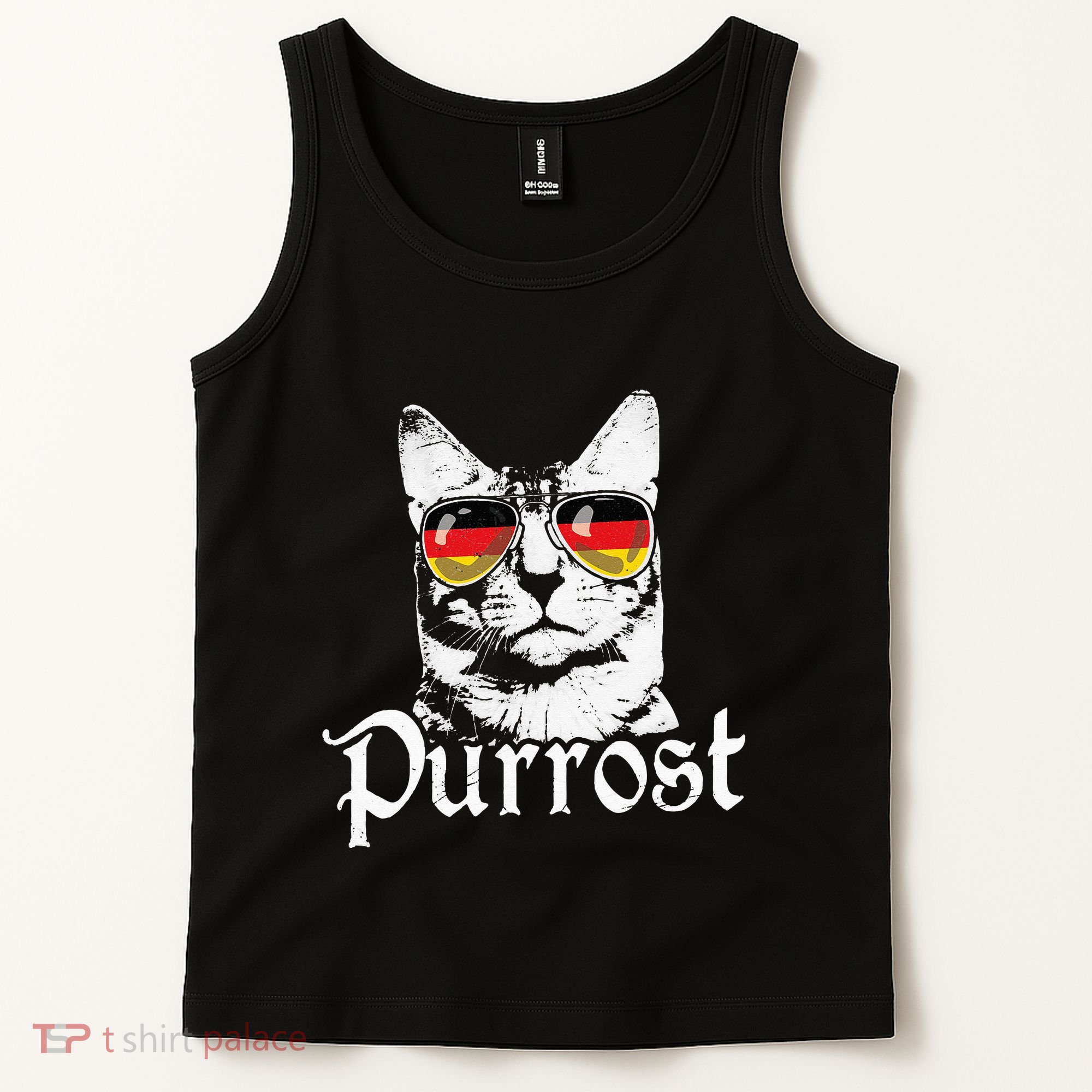 Purrost Cat Sunglasses German Flag Germany Prost Oktoberfest Tank Top