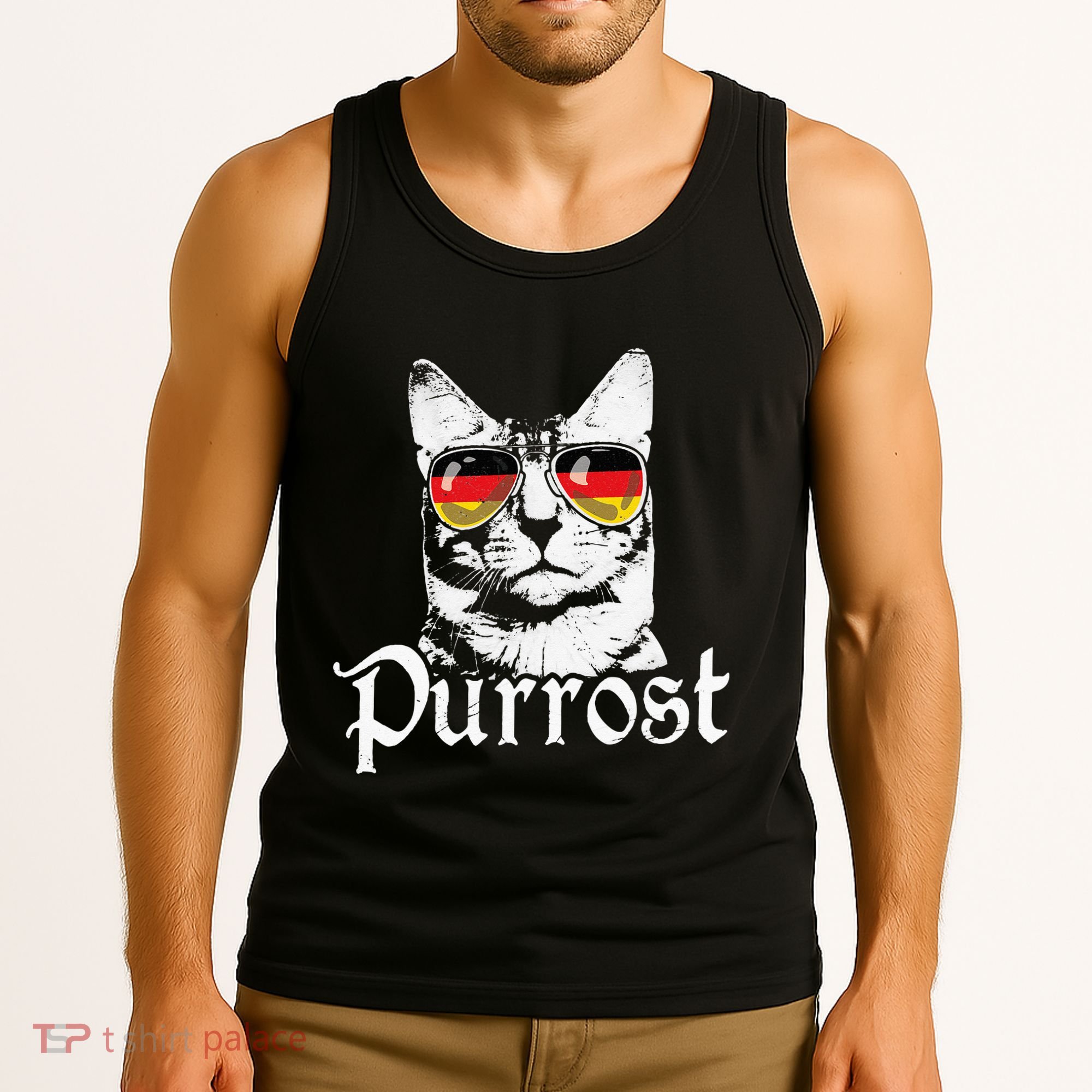 Purrost Cat Sunglasses German Flag Germany Prost Oktoberfest Tank Top