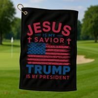 Patriotic Christian Support Graphic Golf Towel thumb 1