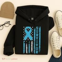 Prostate Cancer Survivor Bold Blue Ribbon Hoodie thumb 4