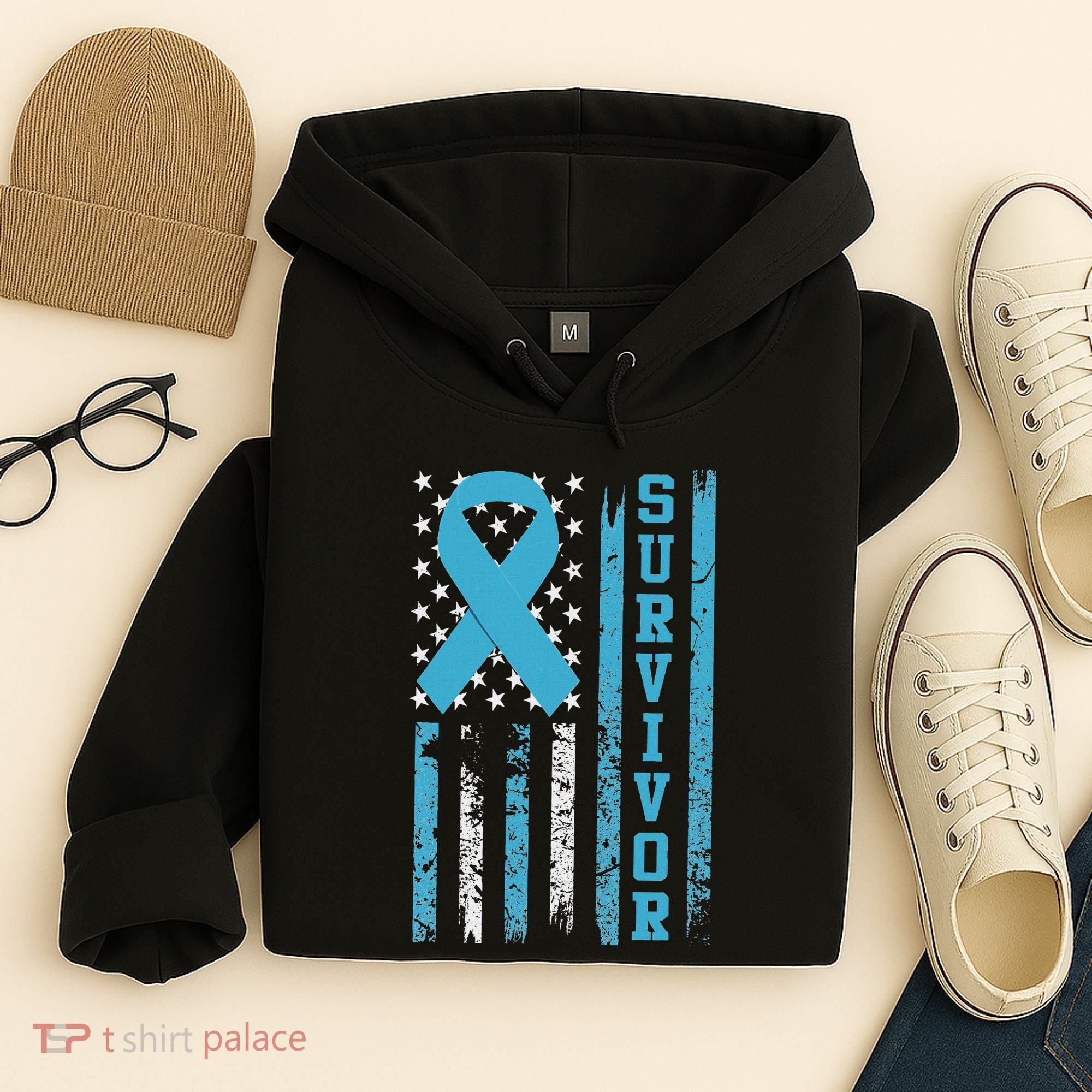 Prostate Cancer Survivor Bold Blue Ribbon Hoodie