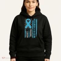 Prostate Cancer Survivor Bold Blue Ribbon Hoodie thumb 5