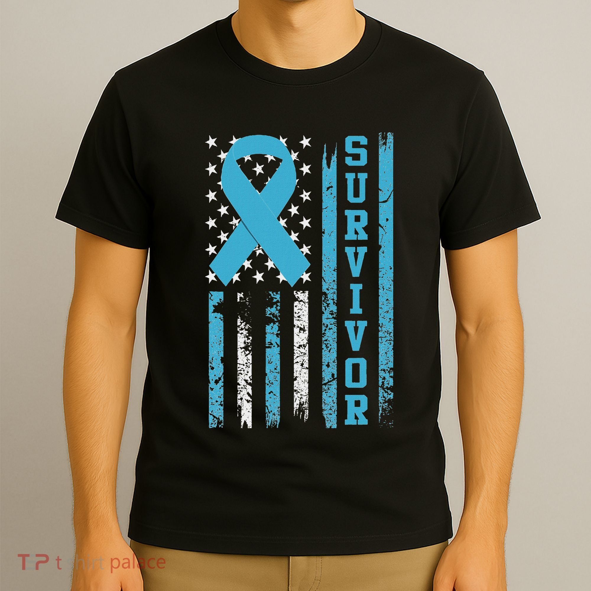 Prostate Cancer Survivor Bold Blue Ribbon T-Shirt