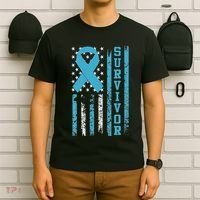 Prostate Cancer Survivor Bold Blue Ribbon T-Shirt thumb 6