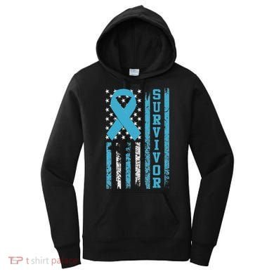 Prostate Cancer Survivor Bold Blue Ribbon Women's Hoodie