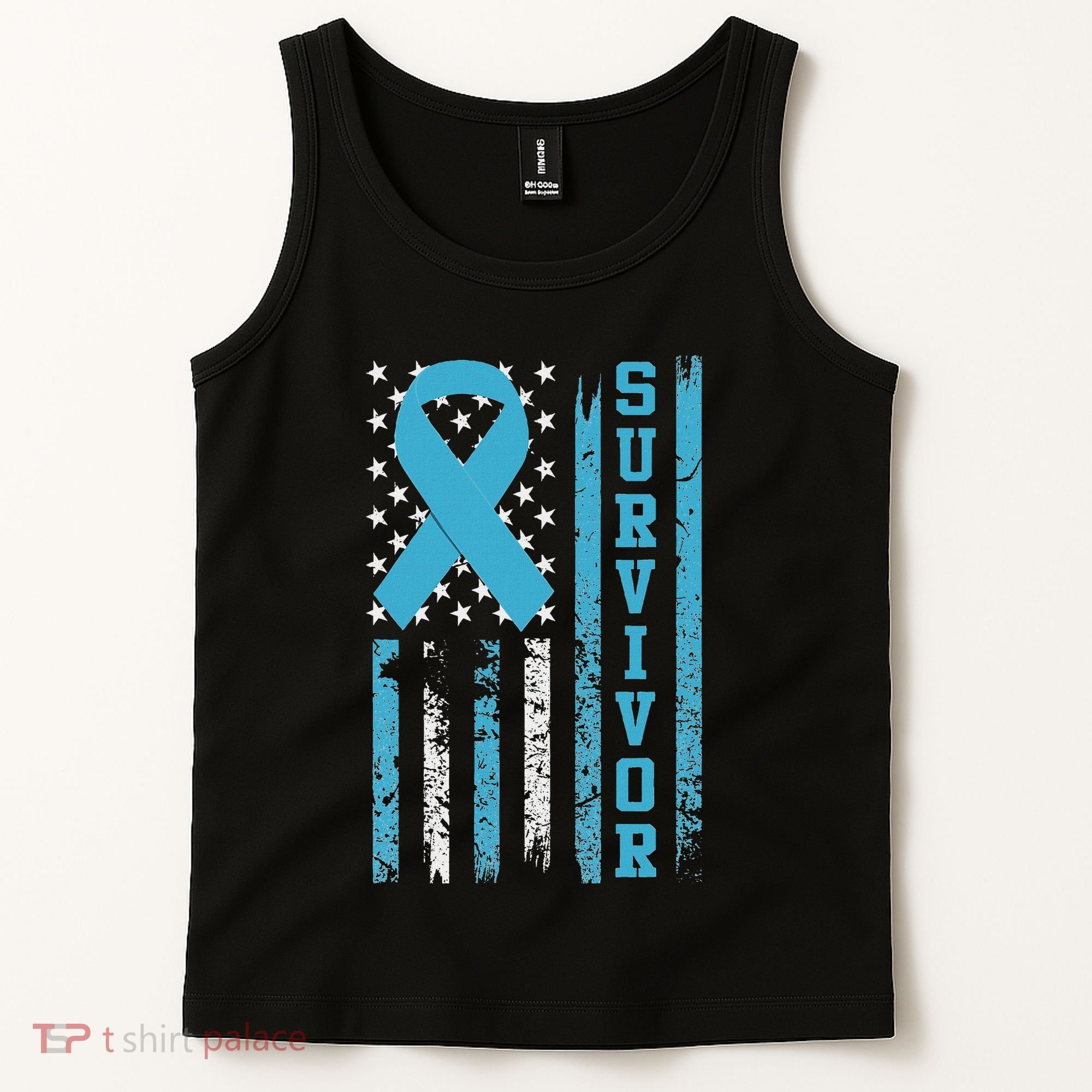 Prostate Cancer Survivor Bold Blue Ribbon Tank Top