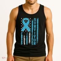 Prostate Cancer Survivor Bold Blue Ribbon Tank Top thumb 3