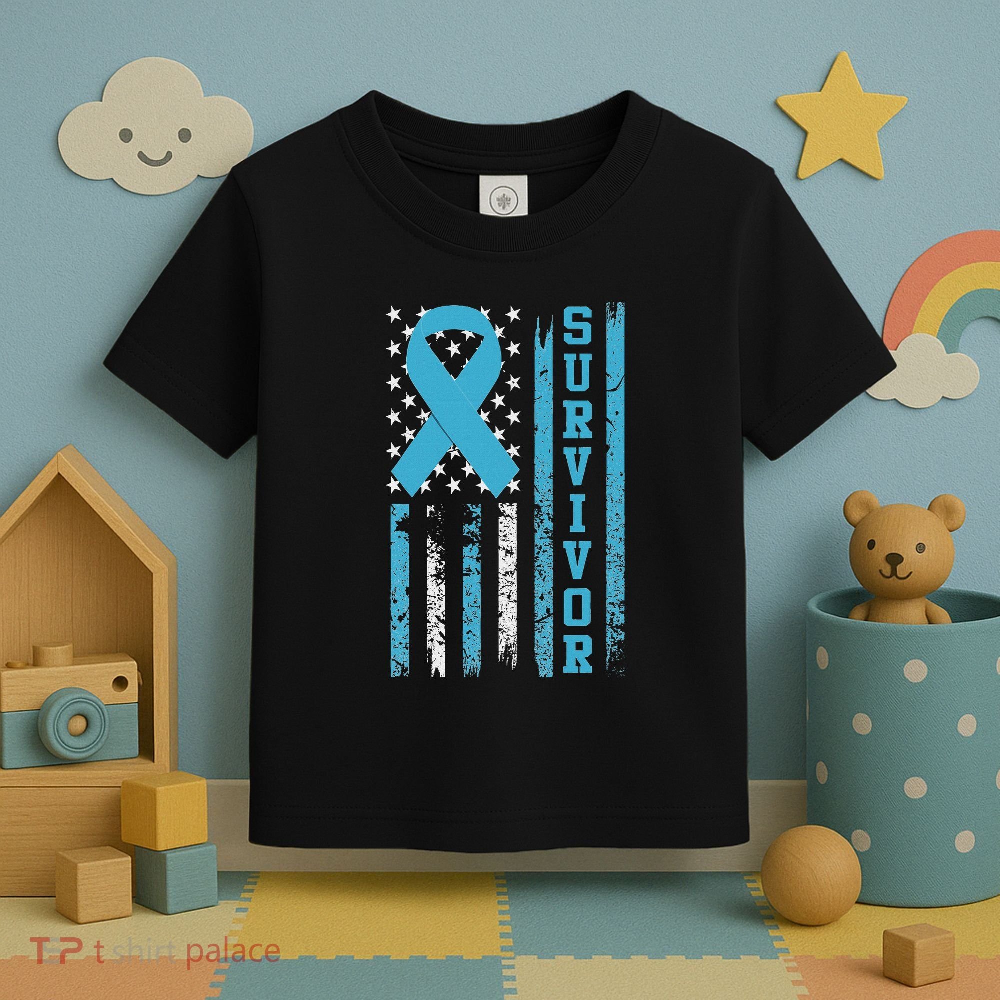 Prostate Cancer Survivor Bold Blue Ribbon Toddler T-Shirt