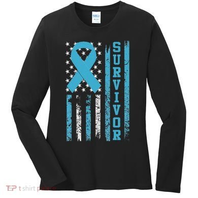 Prostate Cancer Survivor Bold Blue Ribbon Women's Long Sleeve Shirt