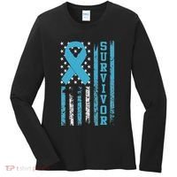 Prostate Cancer Survivor Bold Blue Ribbon Women's Long Sleeve Shirt thumb 0