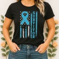 Prostate Cancer Survivor Bold Blue Ribbon Women's T-Shirt thumb 2