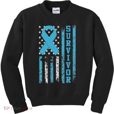 Prostate Cancer Survivor Bold Blue Ribbon Kids Sweatshirt