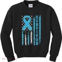 Prostate Cancer Survivor Bold Blue Ribbon Kids Sweatshirt thumb 0