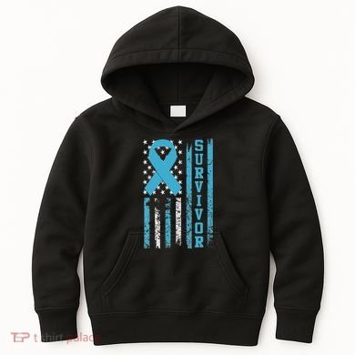 Prostate Cancer Survivor Bold Blue Ribbon Kids Hoodie