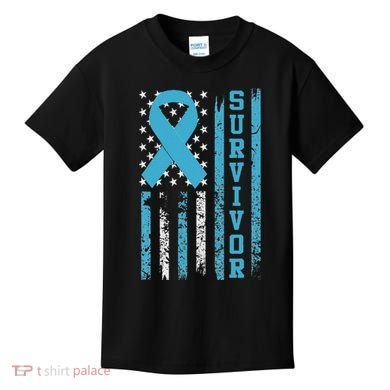 Prostate Cancer Survivor Bold Blue Ribbon Kids T-Shirt