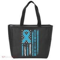 Prostate Cancer Survivor Bold Blue Ribbon Tote Bag thumb 0