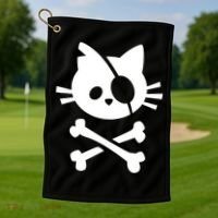 Pirate Cat Skull Cat Golf Towel thumb 1
