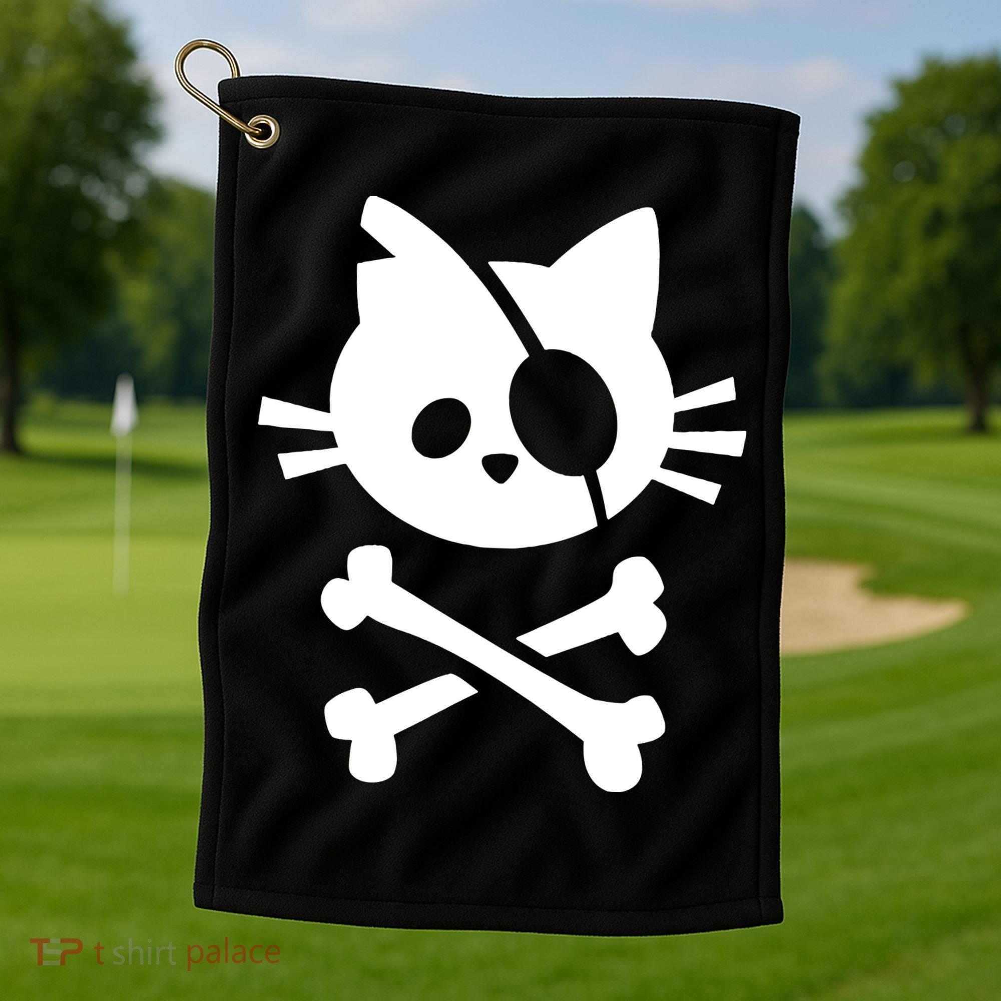 Pirate Cat Skull Cat Golf Towel