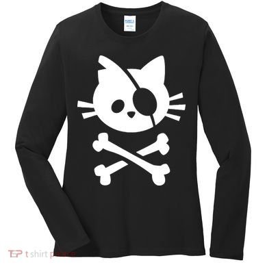 Pirate Cat Skull Cat Women's Long Sleeve Shirt