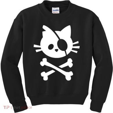 Pirate Cat Skull Cat Kids Sweatshirt
