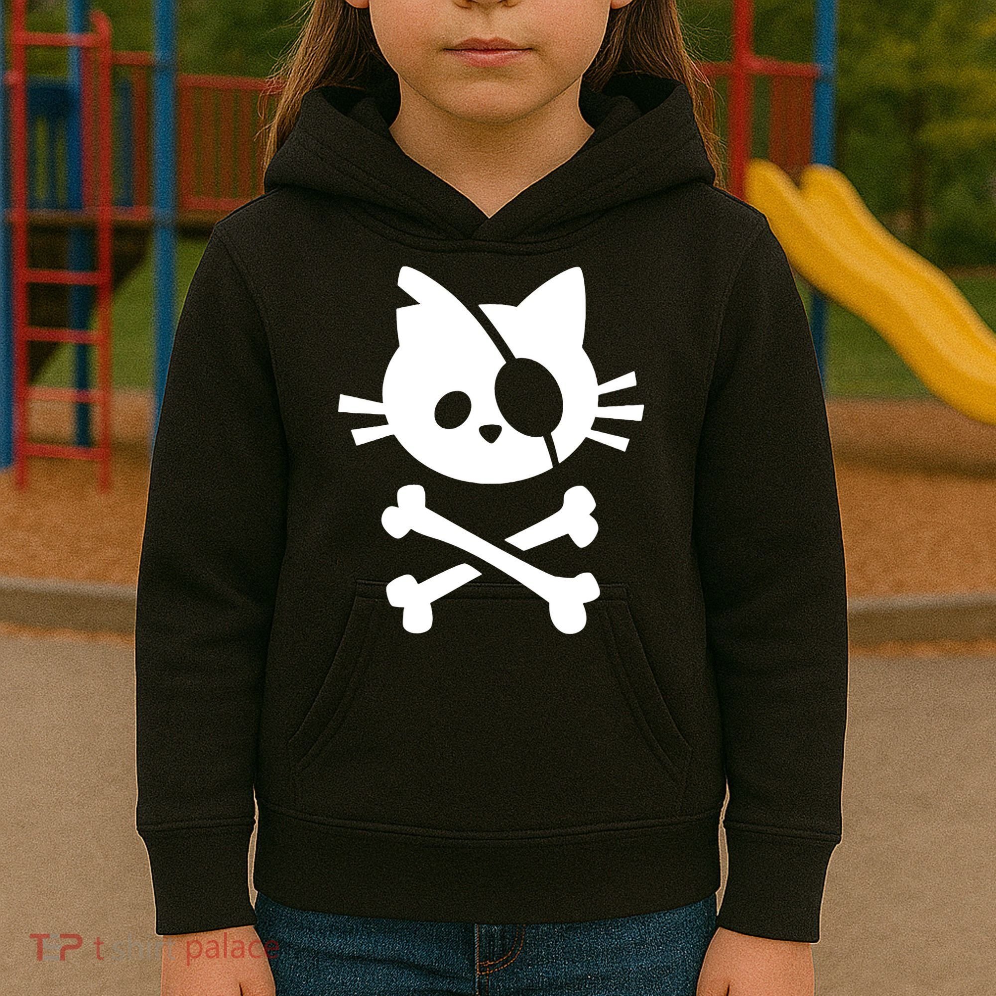 Pirate Cat Skull Cat Kids Hoodie