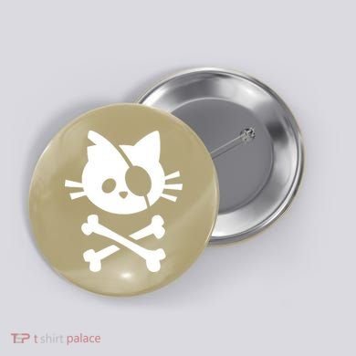 Pirate Cat Skull Cat Button