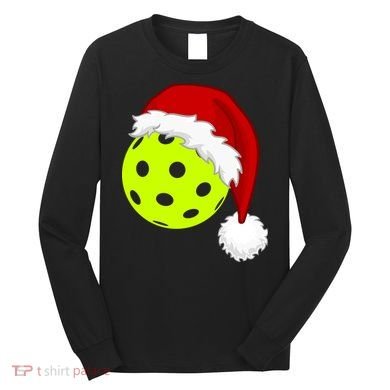 Pickleball Christmas Sana Hat Long Sleeve Shirt