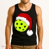 Pickleball Christmas Sana Hat Tank Top thumb 3