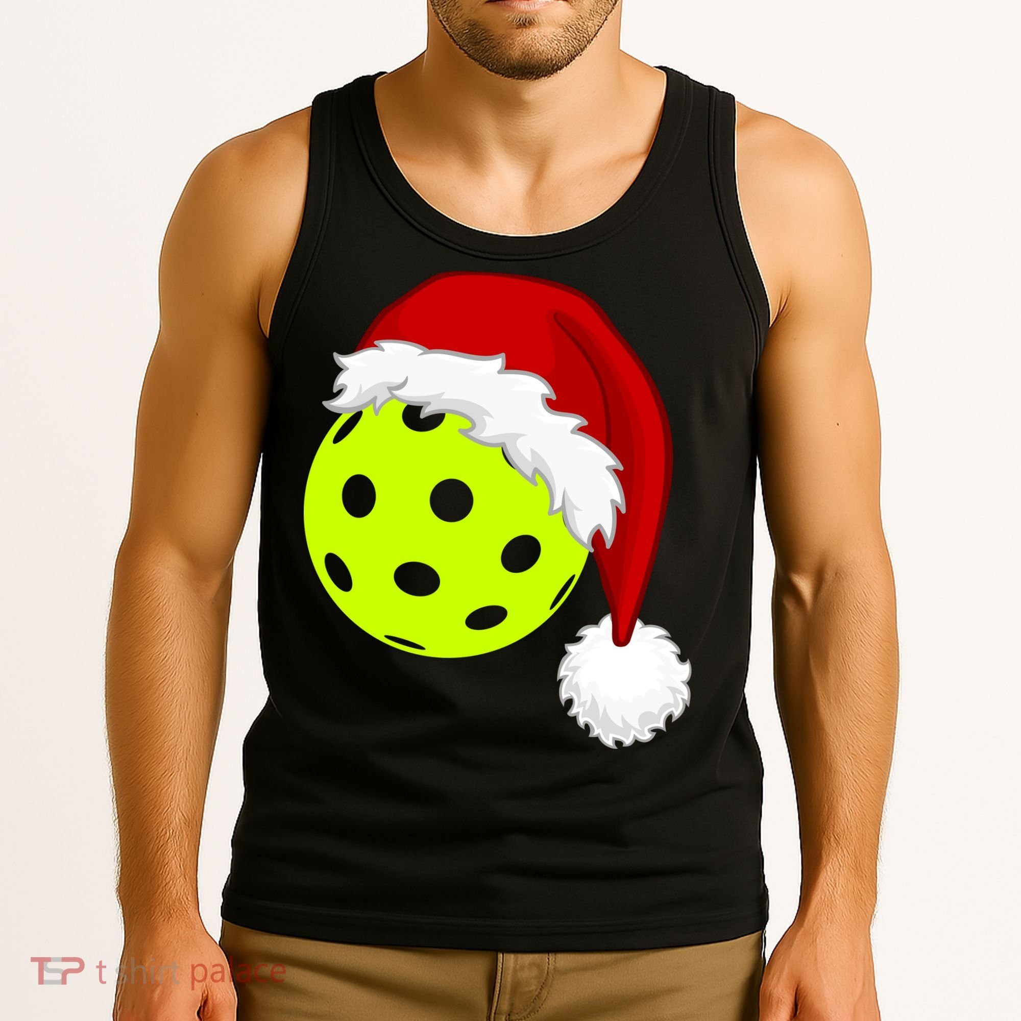 Pickleball Christmas Sana Hat Tank Top