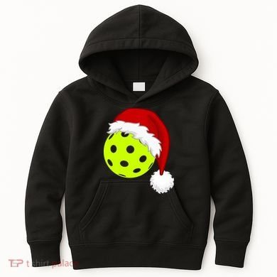 Pickleball Christmas Sana Hat Kids Hoodie