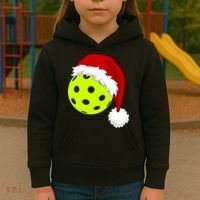 Pickleball Christmas Sana Hat Kids Hoodie thumb 3