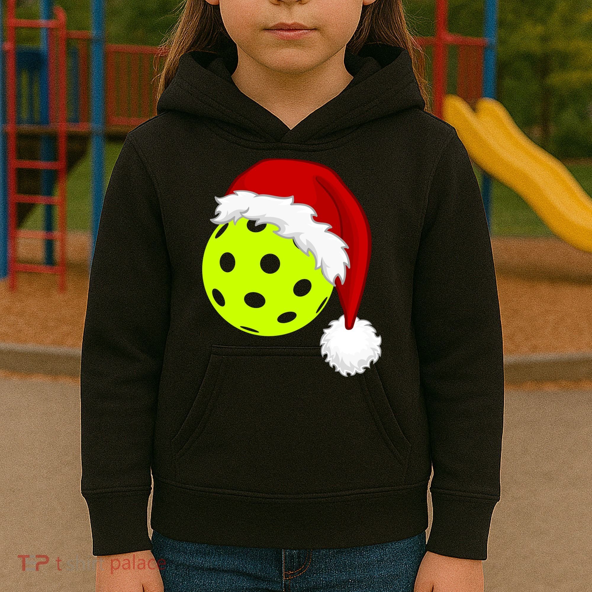 Pickleball Christmas Sana Hat Kids Hoodie