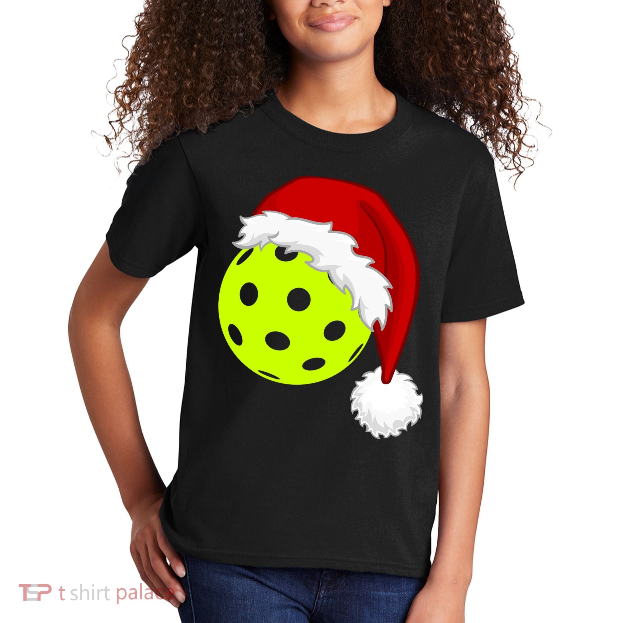 Pickleball Christmas Sana Hat Kids T-Shirt