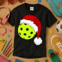 Pickleball Christmas Sana Hat Kids T-Shirt thumb 3