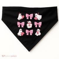 Pink Coquette Spooky Girly Halloween USA-Made Doggie Bandana thumb 0
