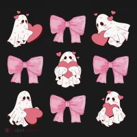 Pink Coquette Spooky Girly Halloween USA-Made Doggie Bandana thumb 2