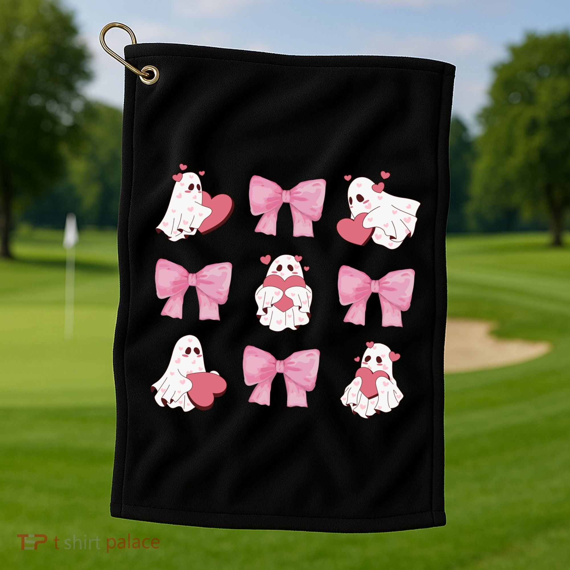 Pink Coquette Spooky Girly Halloween Golf Towel