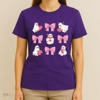 Pink Coquette Spooky Girly Halloween T-Shirt thumb 4