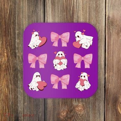 Pink Coquette Spooky Girly Halloween Coaster
