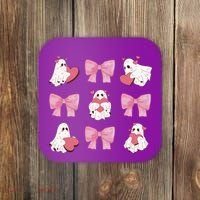 Pink Coquette Spooky Girly Halloween Coaster thumb 0