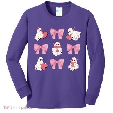 Pink Coquette Spooky Girly Halloween Kids Long Sleeve Shirt