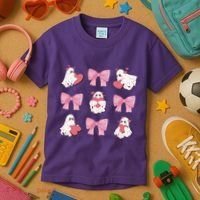 Pink Coquette Spooky Girly Halloween Kids T-Shirt thumb 3