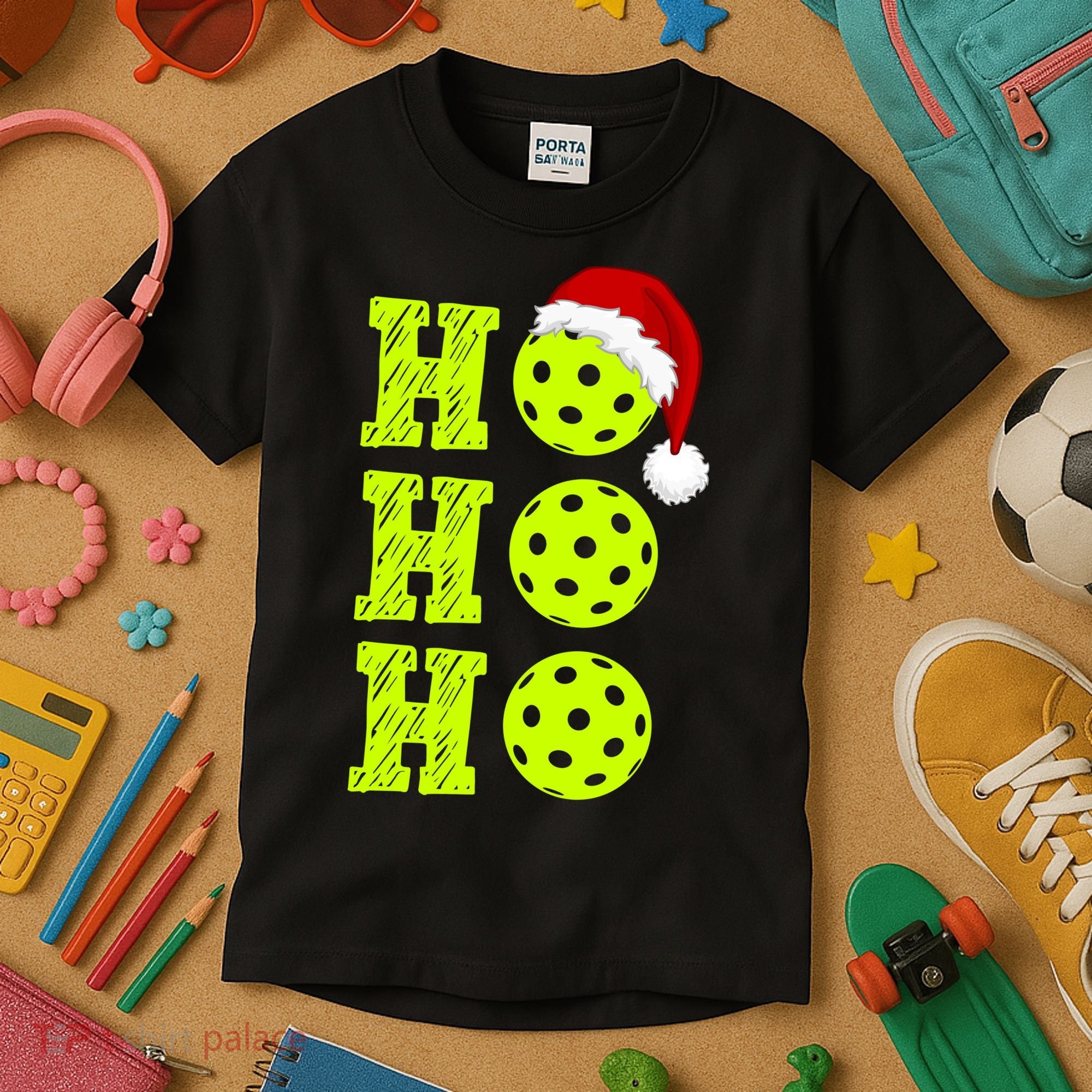 Pickleball Christmas Sana Ho Ho Ho Kids T-Shirt