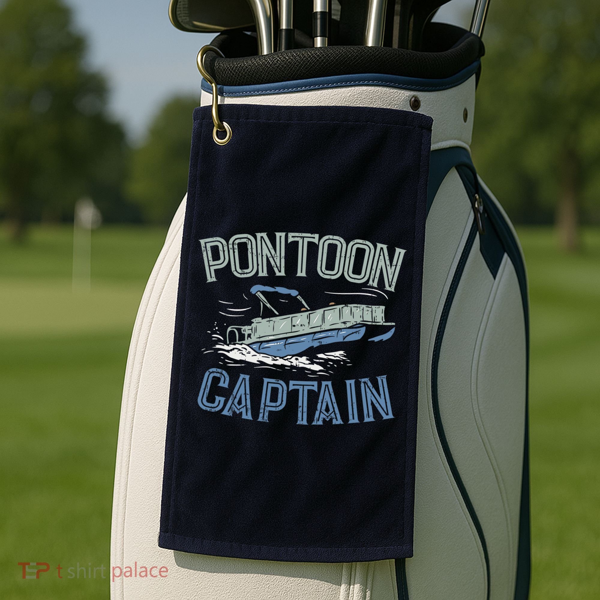 Pontoon Captain Shirt, Who's The Captain Of This Ship? Golf Towel