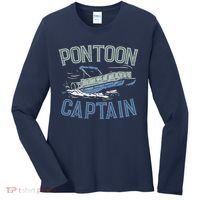 Pontoon Captain Shirt, Who's The Captain Of This Ship? Women's Long Sleeve Shirt thumb 0