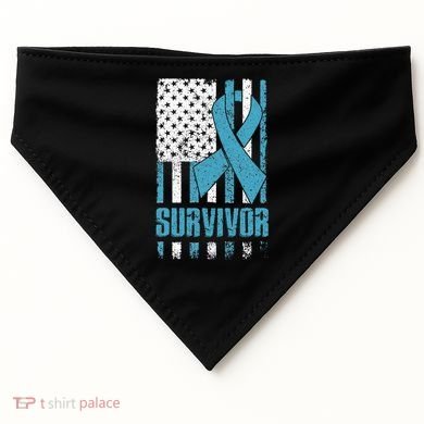 Prostate Cancer Survivor Bold Blue Ribbon USA-Made Doggie Bandana