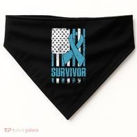 Prostate Cancer Survivor Bold Blue Ribbon USA-Made Doggie Bandana thumb 0