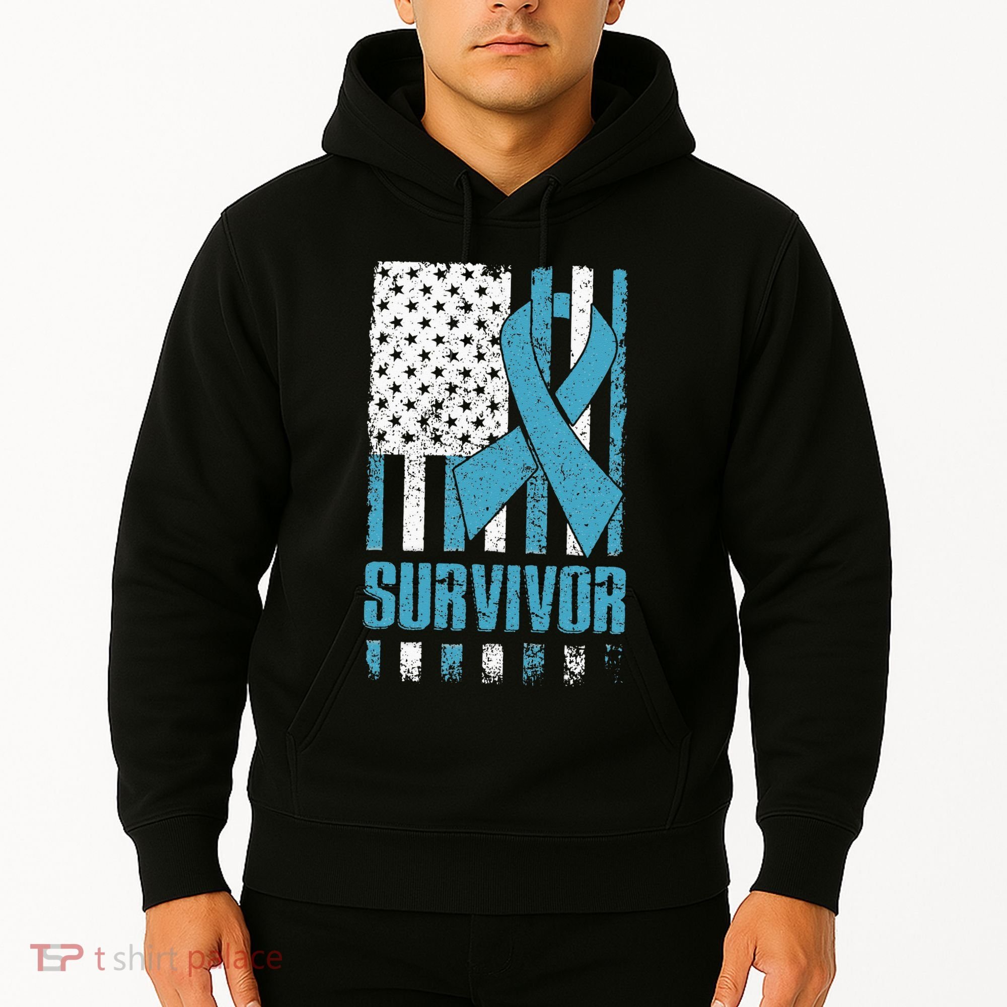 Prostate Cancer Survivor Bold Blue Ribbon Hoodie