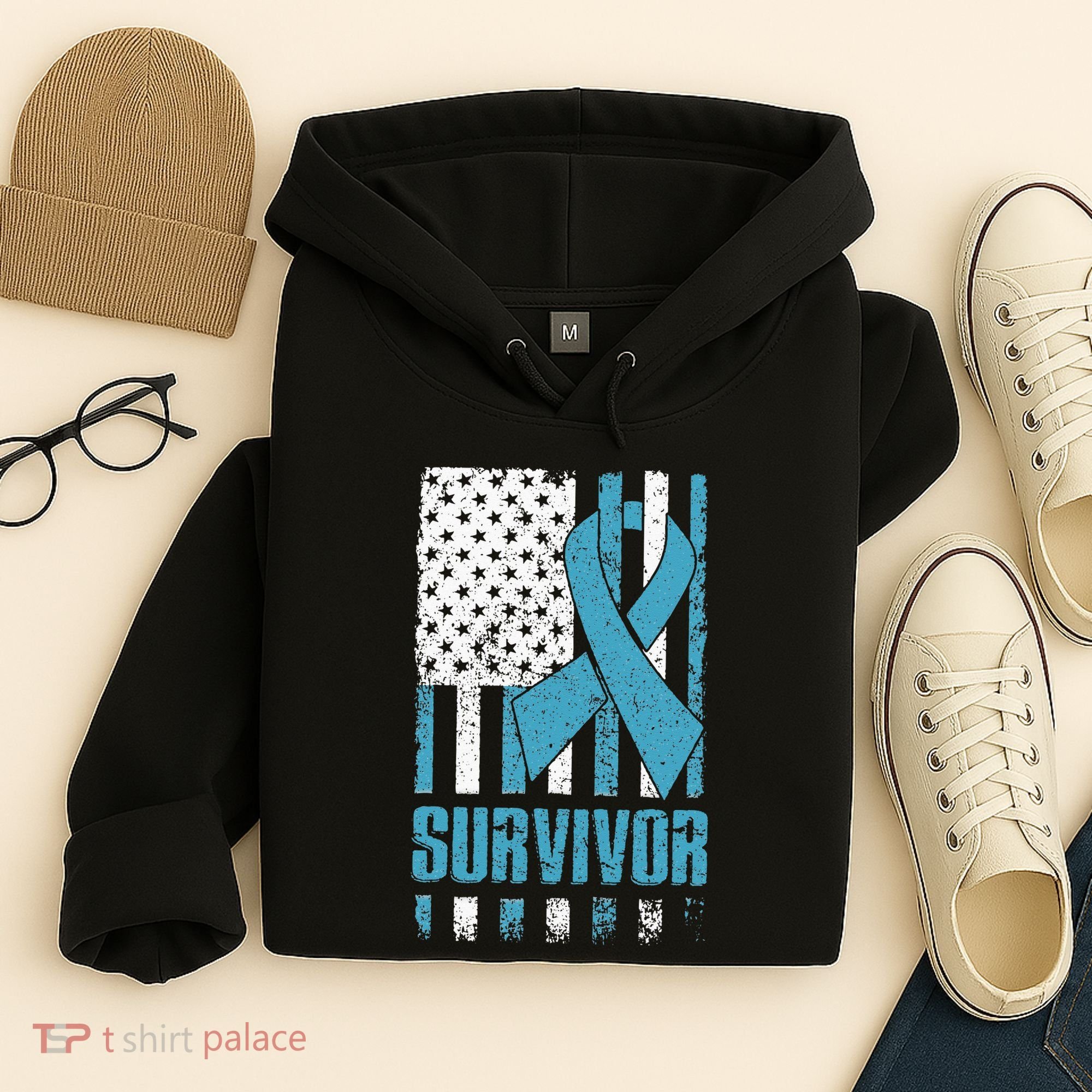 Prostate Cancer Survivor Bold Blue Ribbon Hoodie